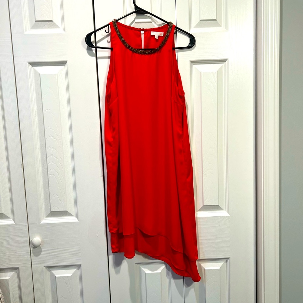 Asymmetric Red Shift Dress
